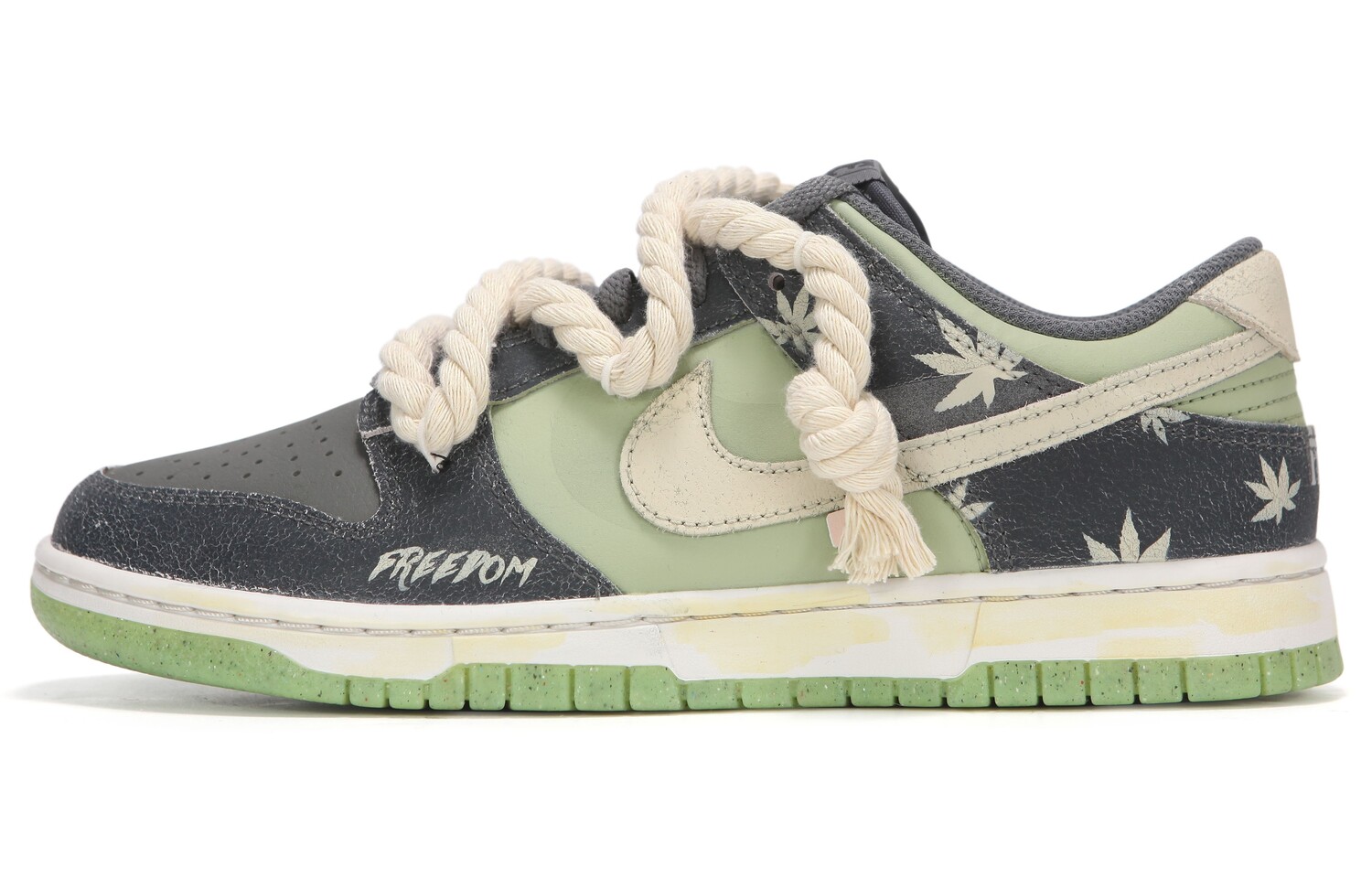 

Кроссовки Nike Dunk Skateboarding Shoes Women's Low-top Grey/green, темно-серый