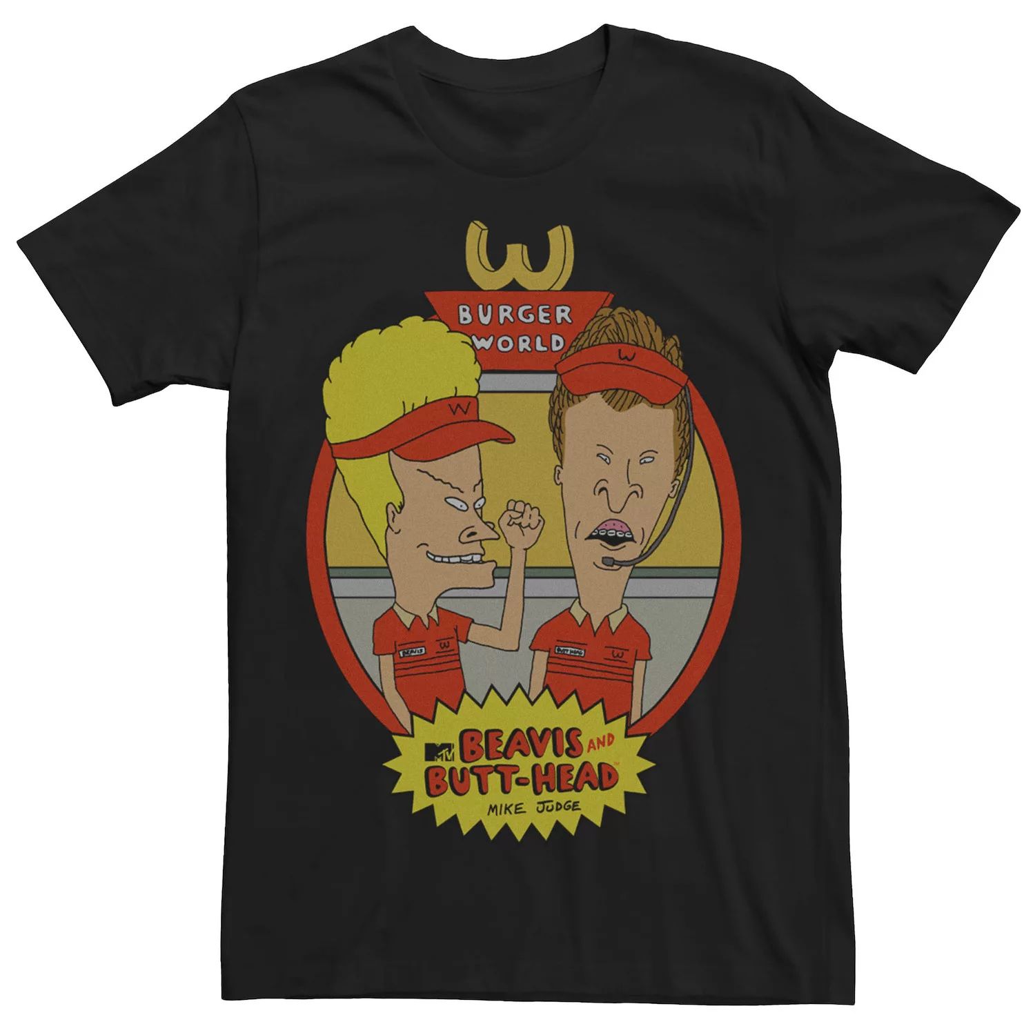 

Мужская футболка с плакатом в рамке «Beavis And Butthead Burger World Circle» Licensed Character