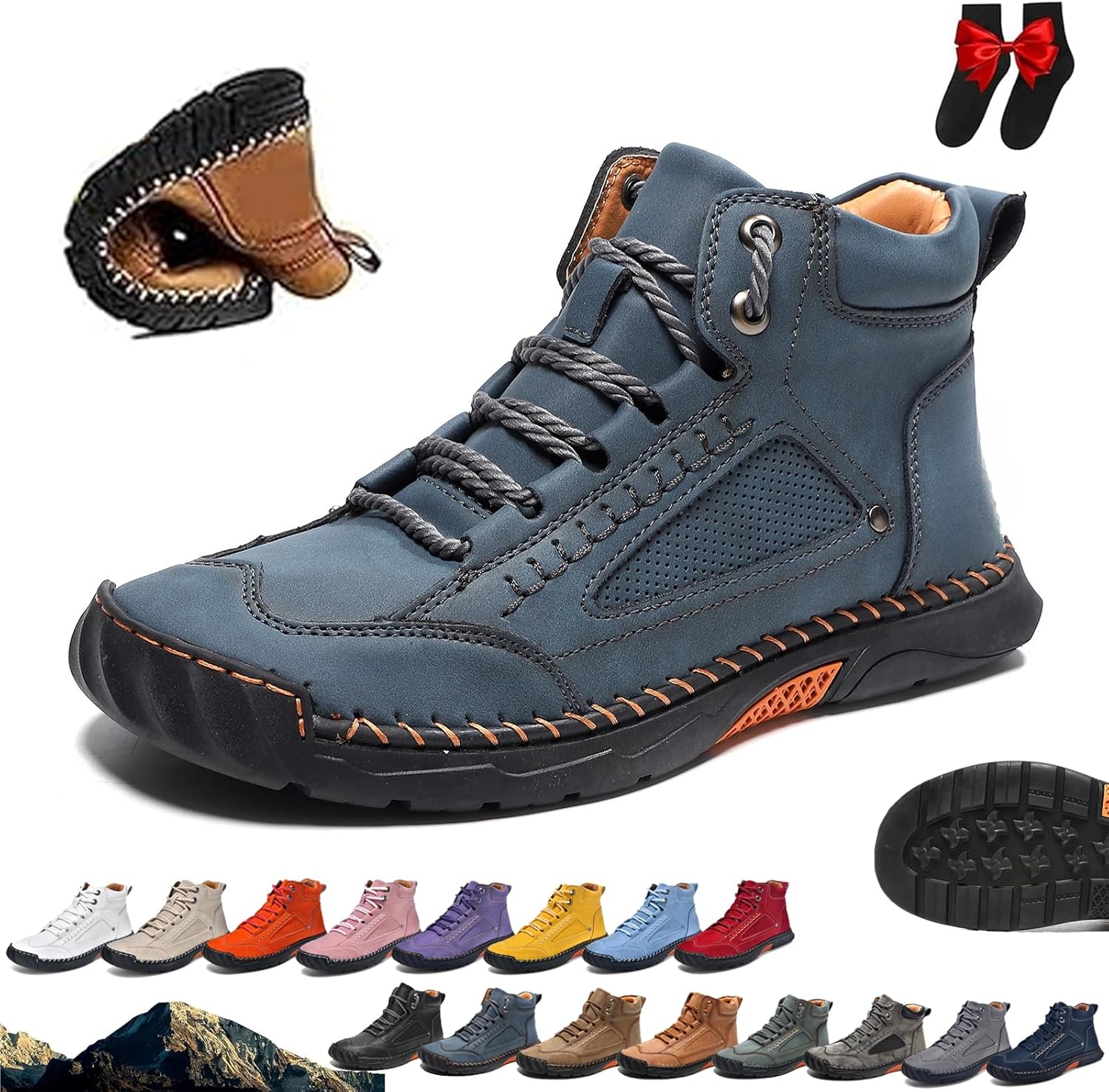 

Мужские ортопедические кожаные ботинки без шнурков, мужские удобные ручной работы кожаные ботинки - водонепроницаемые, с поддержкой свода стопы, снятием давления, просторным носком, наружные кожаные туфли для прогулок, вождения и кроссовки Ghtrh...