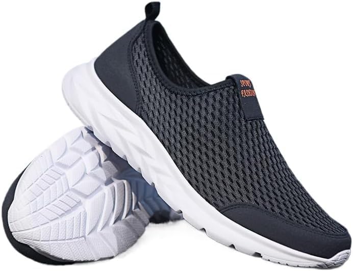 

Мужские легкие прогулочные кроссовки больших размеров из сетчатого материала - на липучке, дышащие, с противоскользящей подошвой для комфорта на улице и за рулем Clolinde, темно-синий