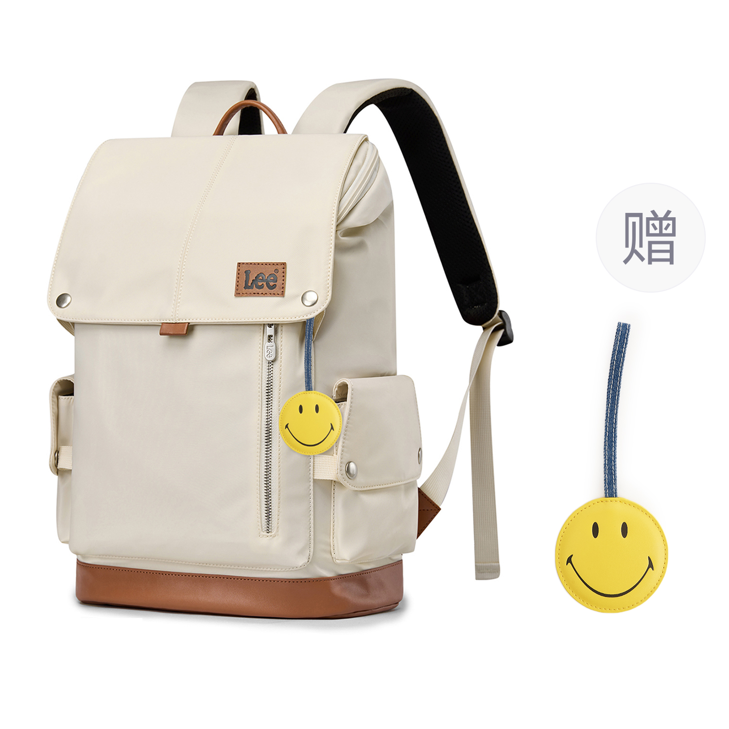 

Lee Оксфордский облегченный рюкзак унисекс хаки джаспер, Khaki+Smiley Face Pendant