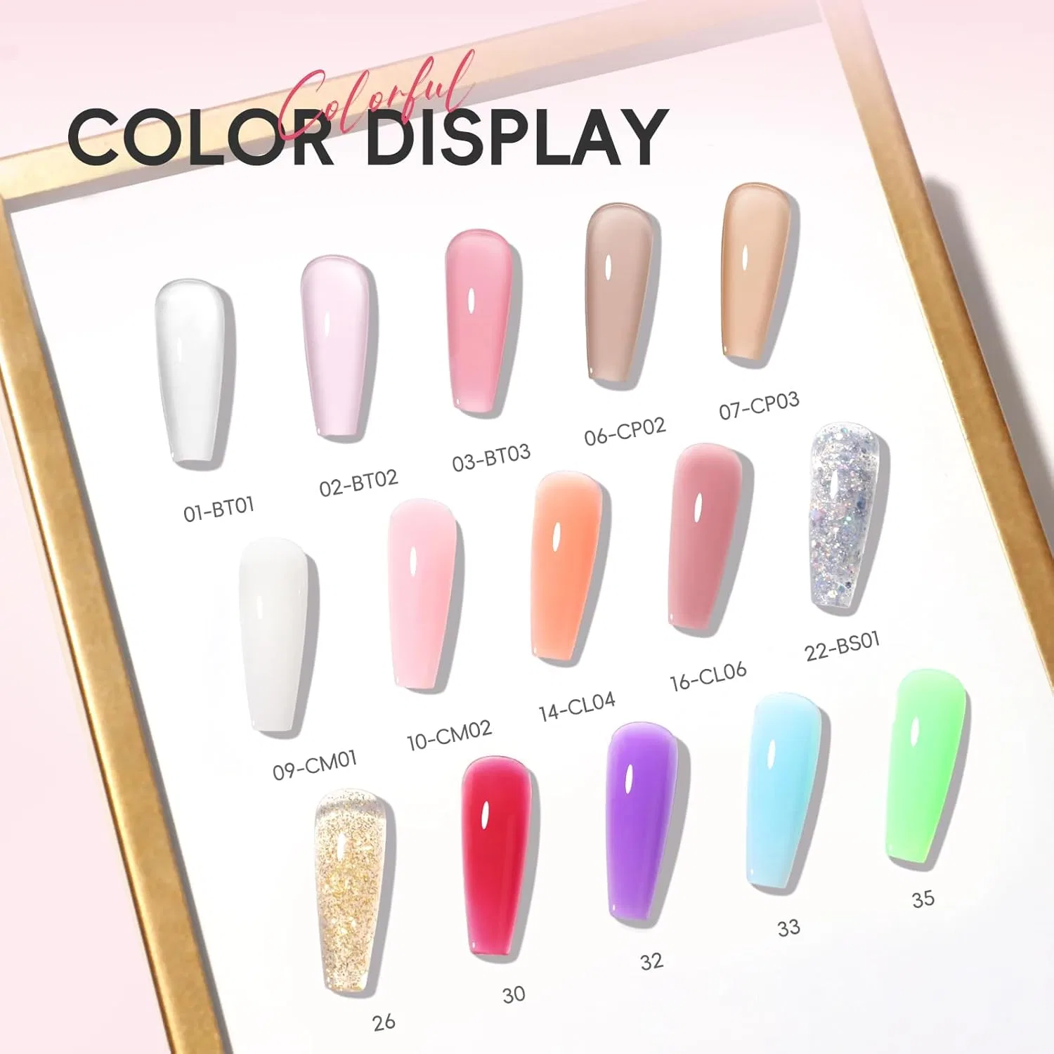 Набор полигелей для ногтей с УФ-лампой PEACECOLOR Peacecolor, 33 Pieces Sakura Fantasia Extension Gel Kit — фото 2