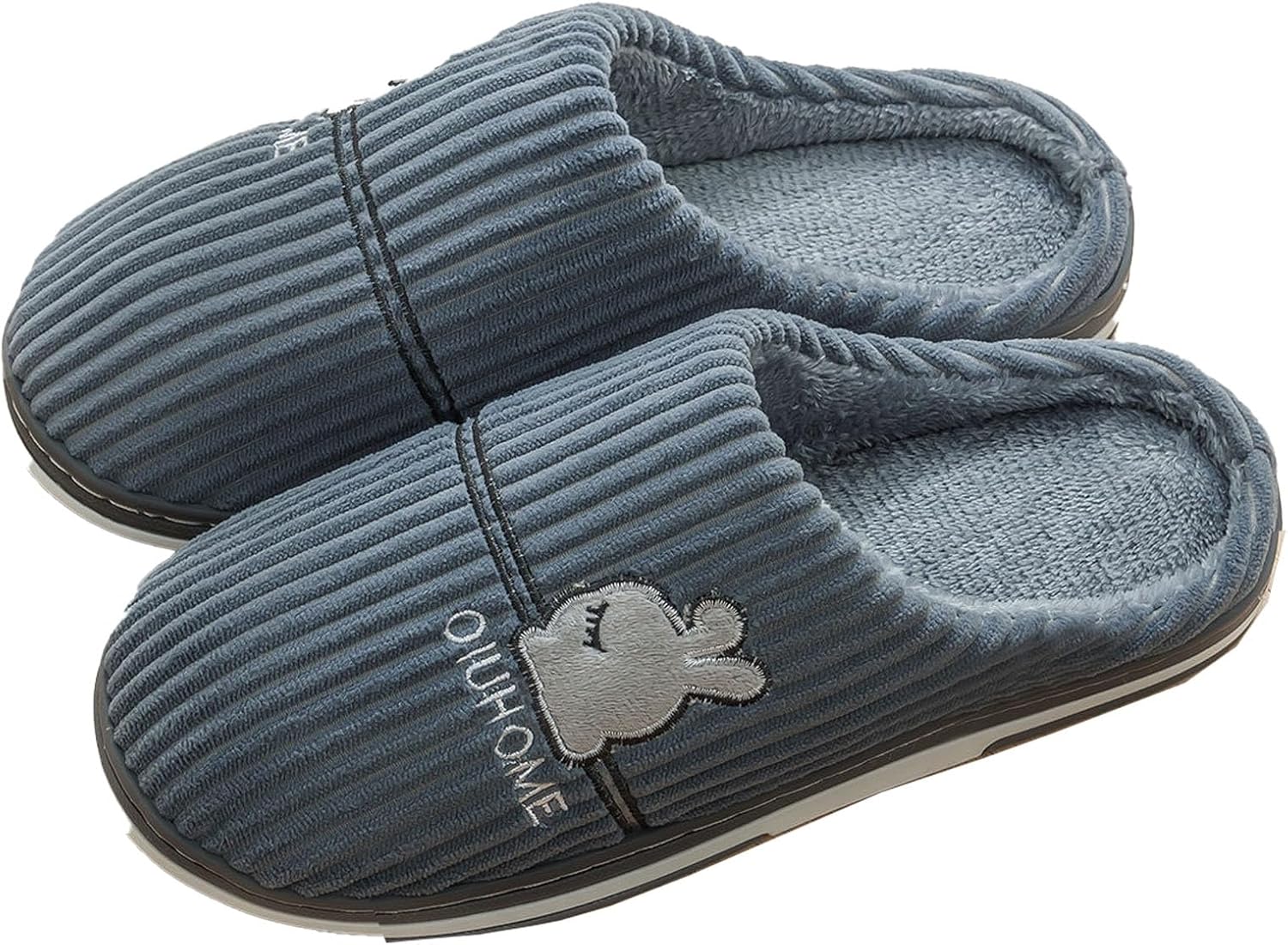 

Мягкие мужские тапочки большого размера, уютные тапочки с открытой пяткой, мягкая резиновая подошва, домашние тапочки для мужчин, плюшевые тапки для спальни Oukisam, серый