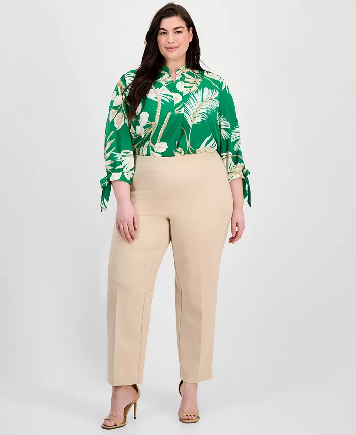 

Прямые брюки до щиколотки Hollywood Plus Size Anne Klein, коричневый/бежевый