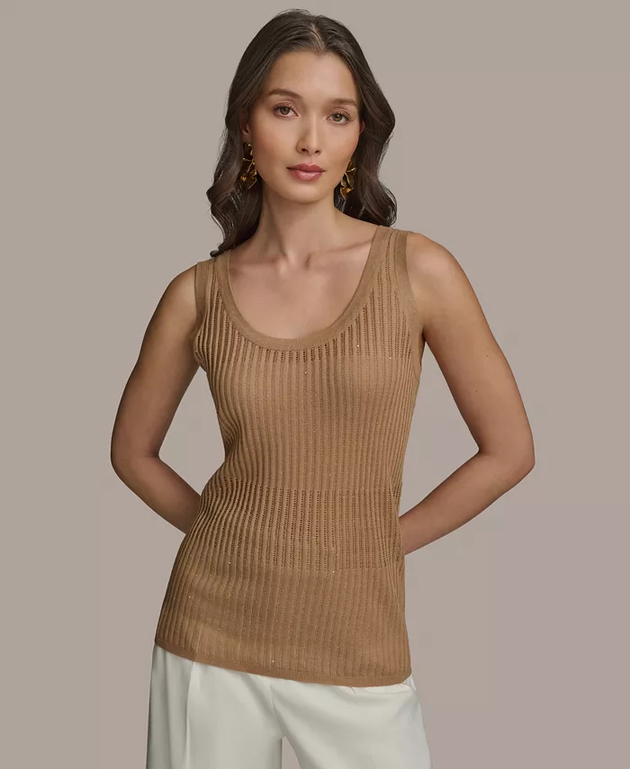 

Женский ребристый свитер Shell Donna Karan New York, коричневый