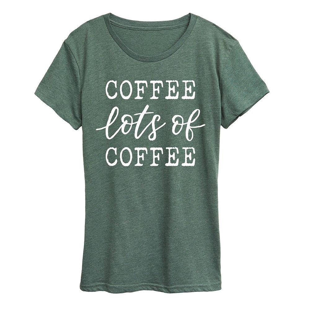 

Женская футболка с рисунком Coffee Much Coffee Licensed Character, цвет Heather Green