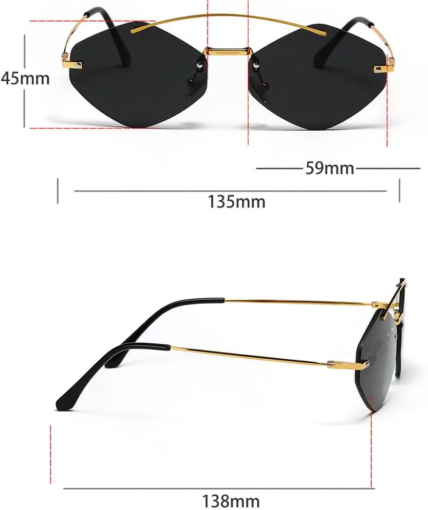 

Модные солнцезащитные очки LVTFCO без оправы для мужчин и женщин, стильные очки из сплава металла, подарки для вечеринок, защита от ультрафиолета UV400, Gold Grey