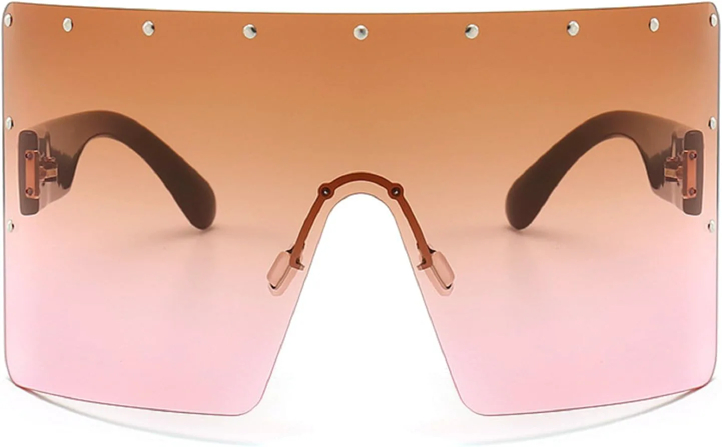 

Большие модные цельные солнцезащитные очки для женщин и мужчин, солнцезащитные очки-маска, ретро-очки в стиле 2000-х, большие защитные очки mincl, Brown&pink