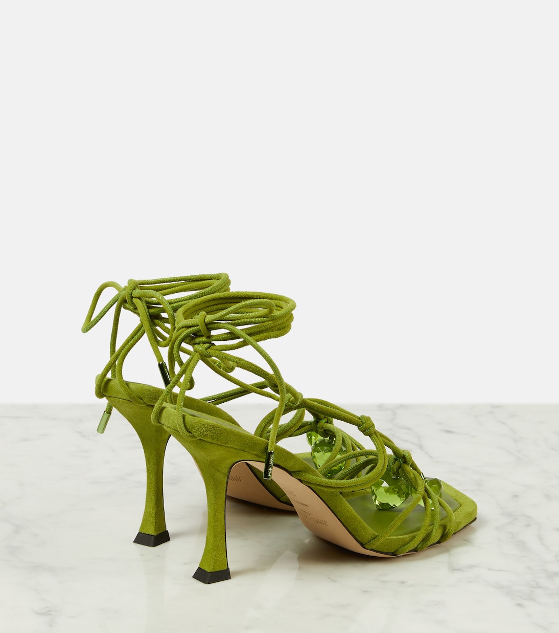 Босоножки из замши с декором Jemma 90 Jimmy Choo, Matcha — фото 3
