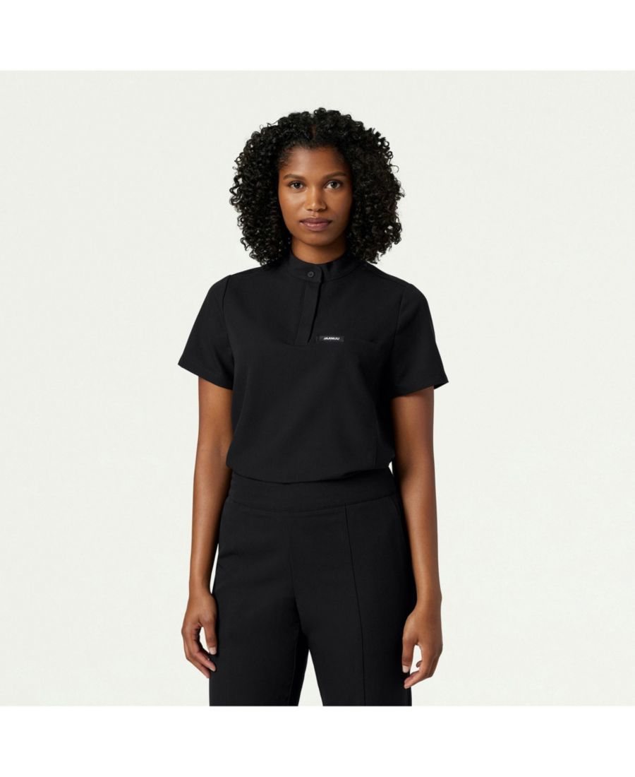 

Женская медицинская рубашка Savi с одним карманом и классическим воротником-стойкой Jaanuu, Black