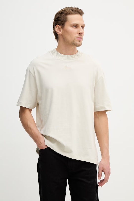 

Хлопковая футболка Guess, бежевый