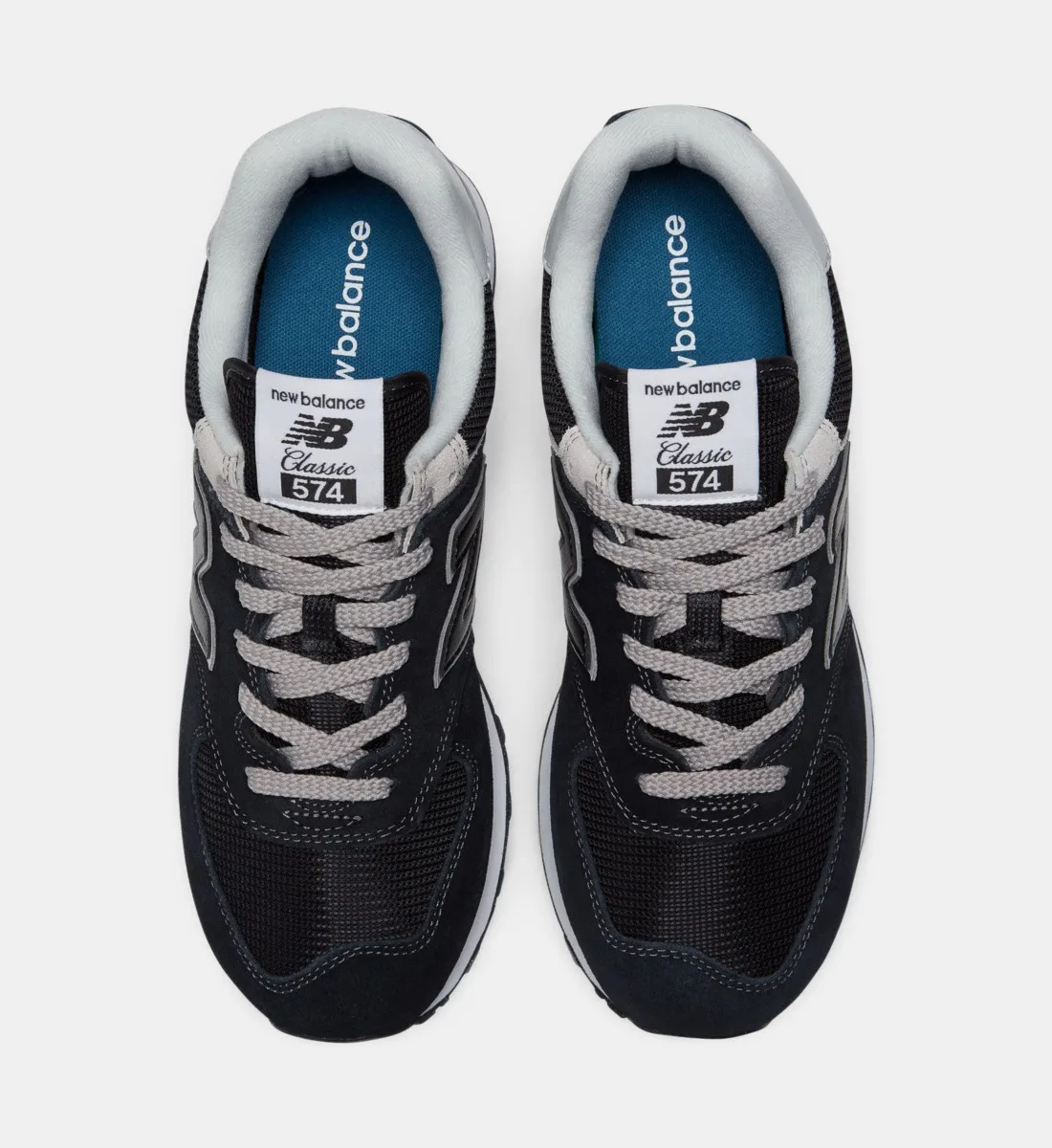 Кожаные низкие кроссовки 574 NEW BALANCE, черный — фото 4