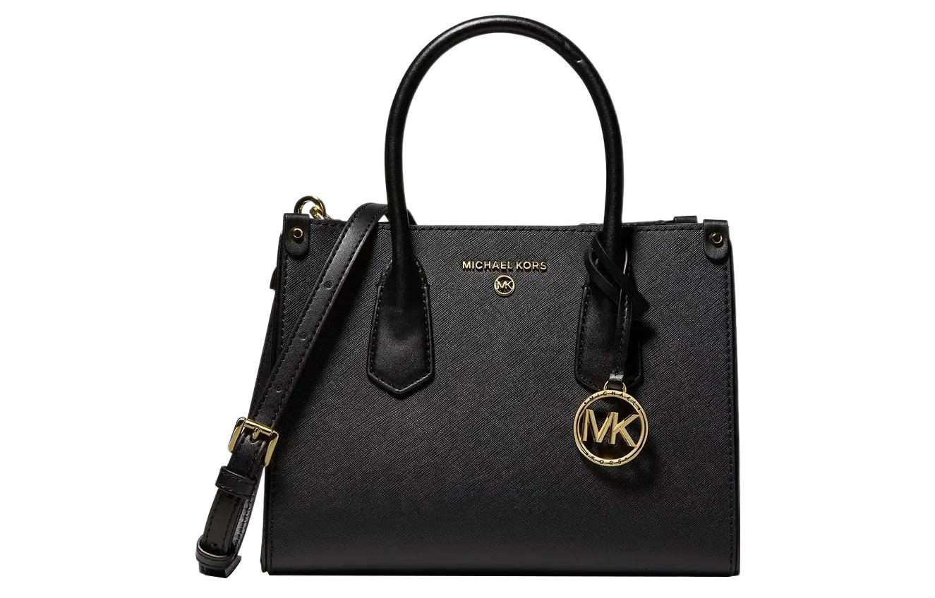 

MICHAEL KORS Портфель из кожи с тиснением крест-накрест, сумка через плечо, сумка-трансформер, женская черная сумка Trumpets
