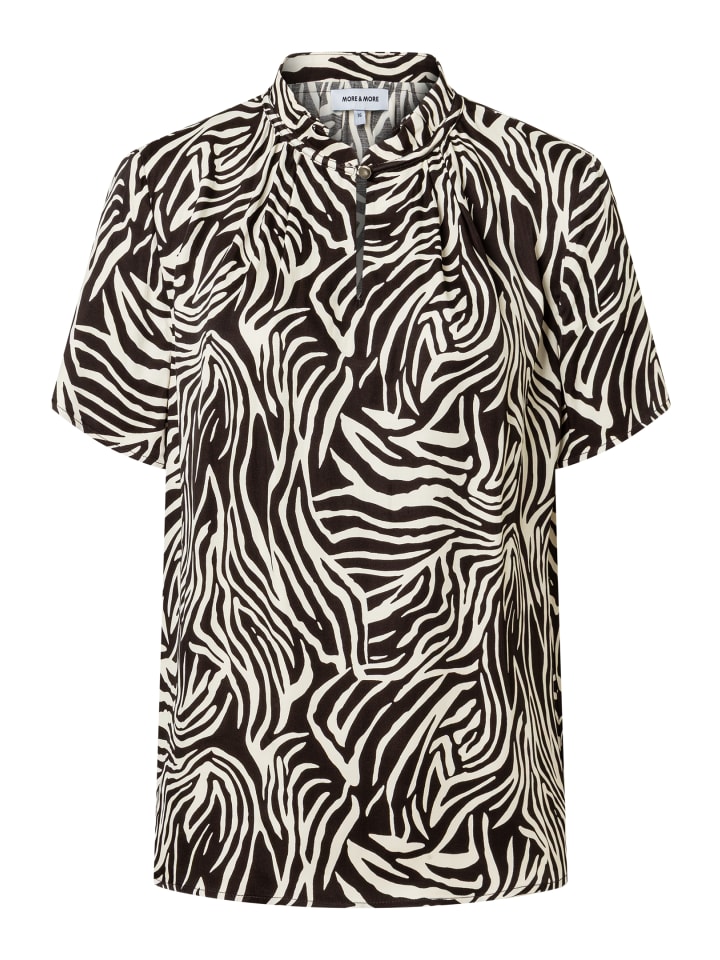 

Вискозная блузка с анималистичным принтом в двухцветном исполнении More & More