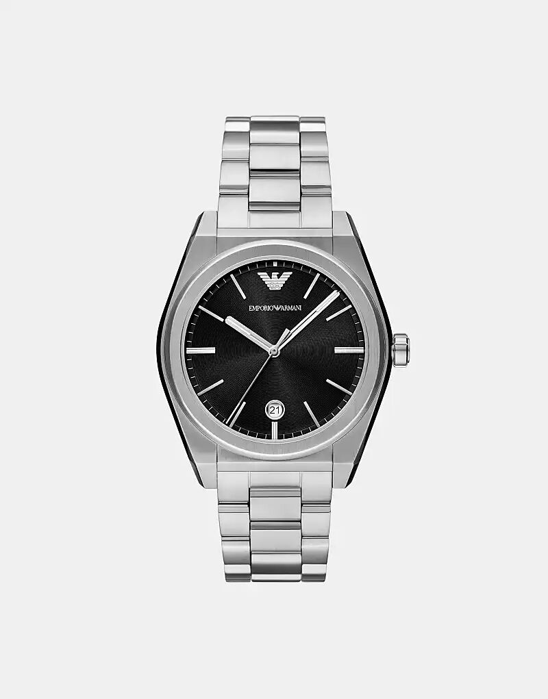 

Часы Emporio Armani с тремя стрелками и датой из нержавеющей стали в серебристом цвете
