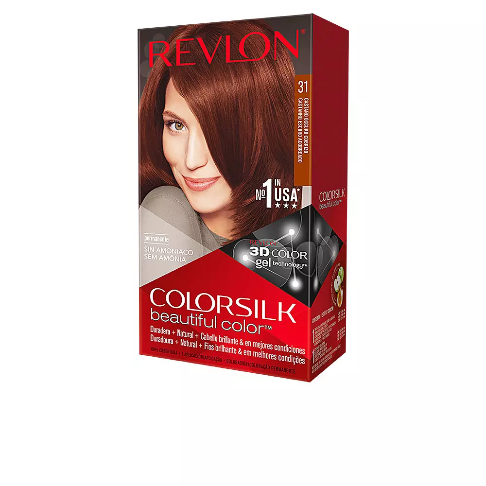 

Краска для волос Colorsilk tinte Revlon Mass Market, цвет 31-castaño oscuro cobrizo, 1 шт.