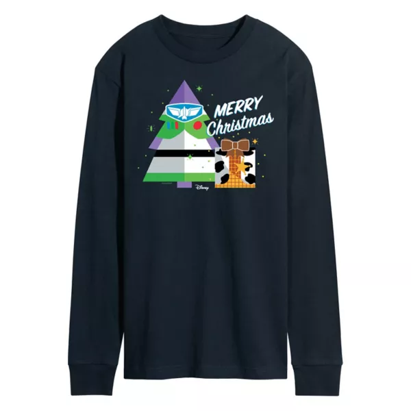 

Мужская футболка с длинным рукавом и принтом «История игрушек» с Рождеством Disney / Pixar, синий