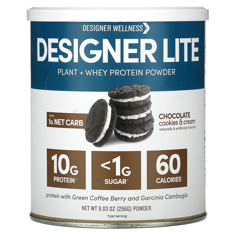

Designer Wellness, Lite Protein, низкокалорийный натуральный протеин, шоколадное печенье со сливками, 9,03 унц. (256 г)