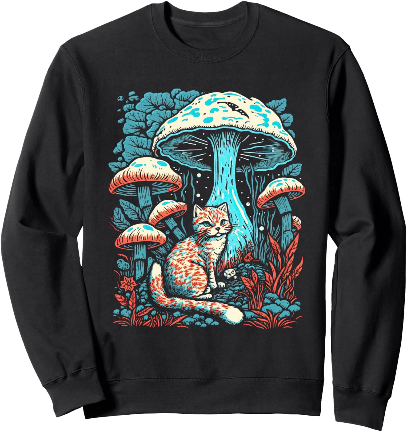 

Толстовка с изображением кошки в стиле Cottage Coa, прячущейся под грибом Cottagecore Goblincore And Fairycore Stuff, черный
