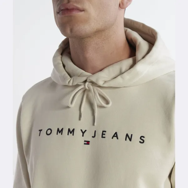 Толстовка с линейным логотипом, расширенная толстовка обычного кроя Tommy Hilfiger, бежевый — фото 4