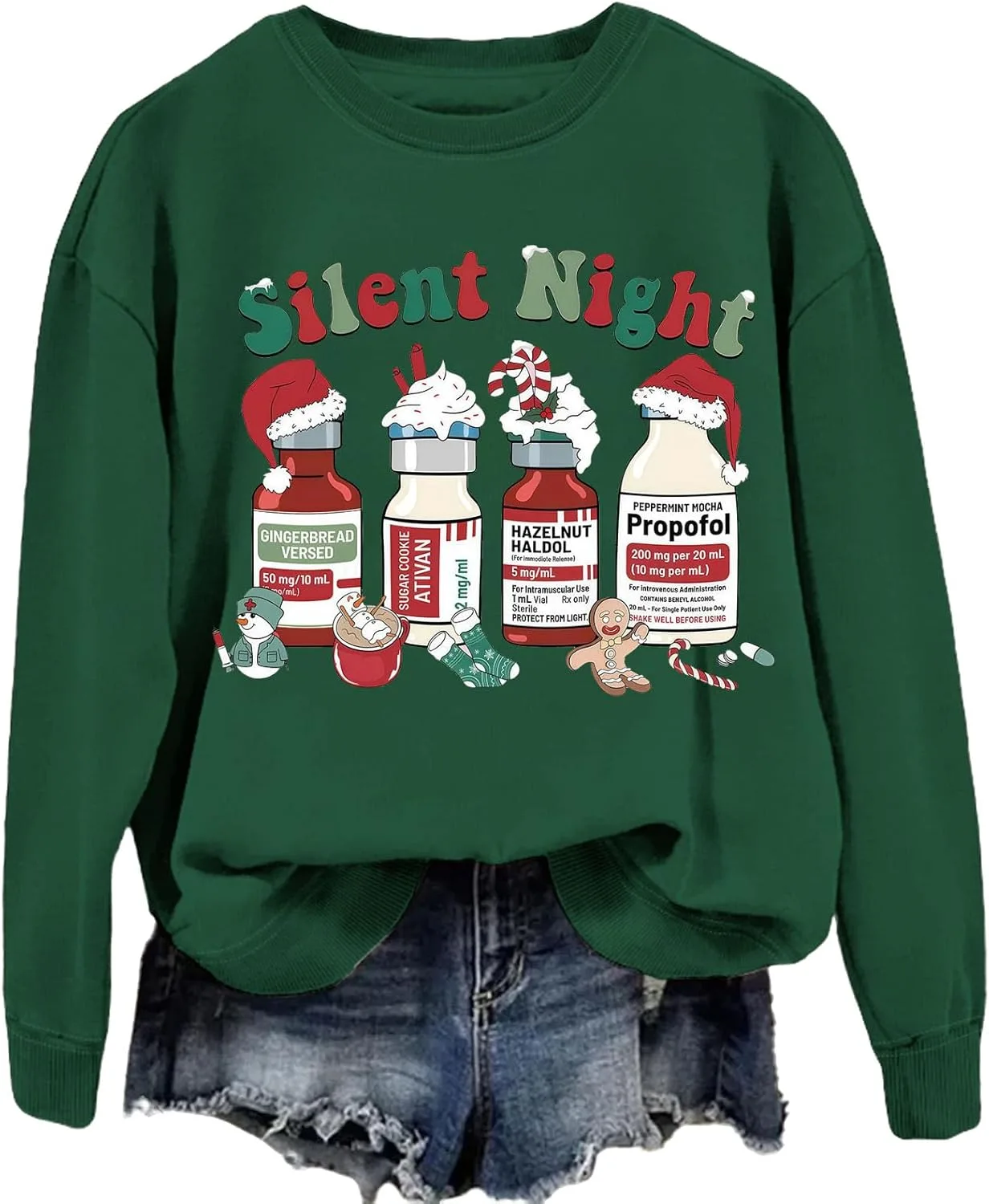 

Рождественский свитшот Silent Night с капюшоном для медсестры