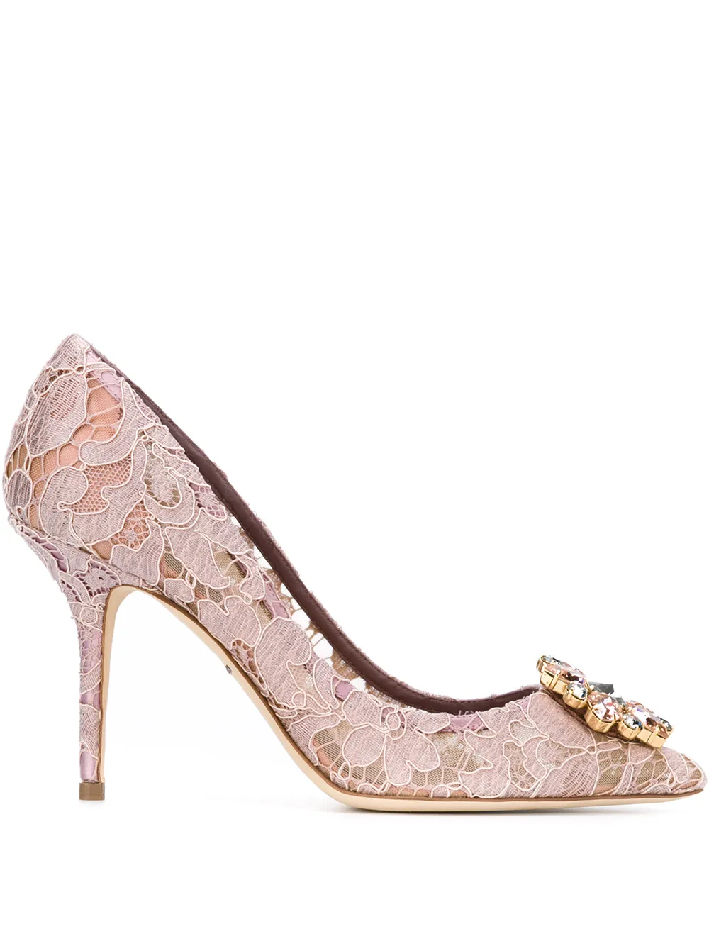 Декорированные кружевные туфли DOLCE & GABBANA, розовый