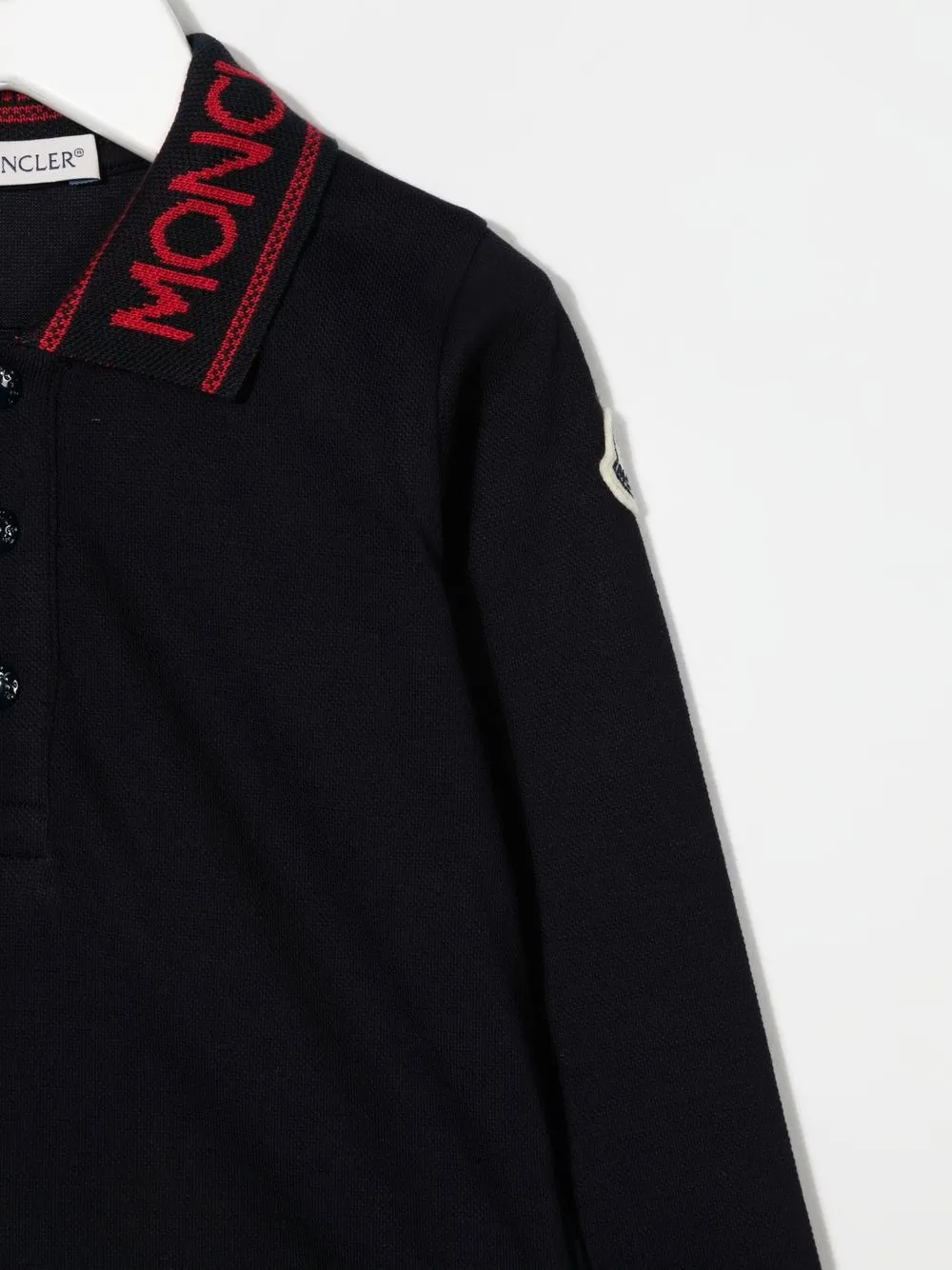 Рубашка поло с длинными рукавами и логотипом Moncler Enfant, синий — фото 3