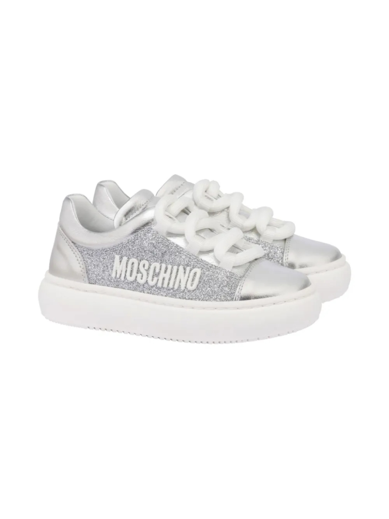 

Moschino Kids кеды с блестками, серебряный