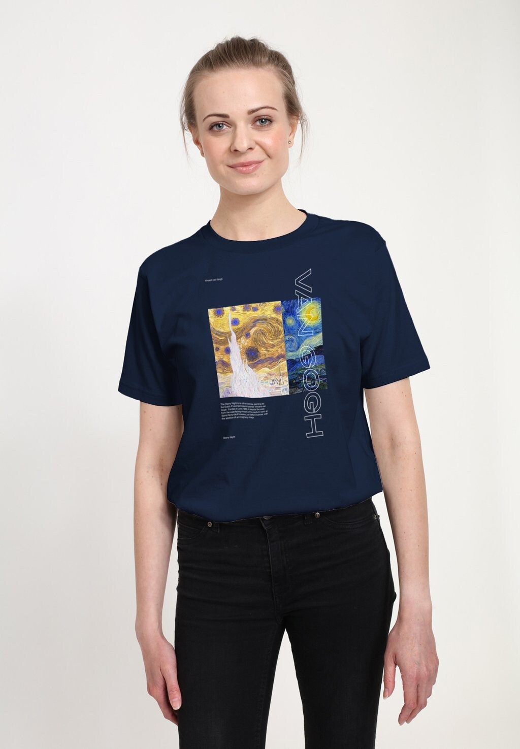 

Футболка с принтом APOH VINCENT VAN GOGH UNISEX STARRY NIGHT Henry Tiger, темно-синий