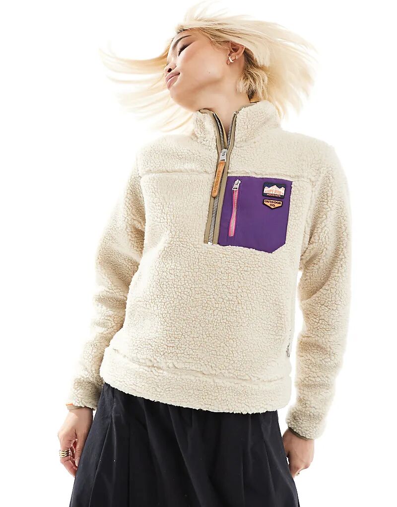 

Флисовый джемпер Superdry Vintage Retro с застежкой-молнией на половину длины в овсяно-бежевом цвете