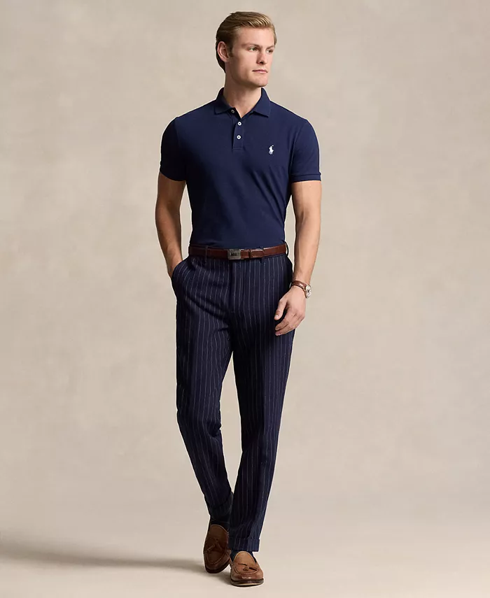 Мужская классическая поло с сетчатой тканью и стретч-эффектом Polo Ralph Lauren, синий — фото 4