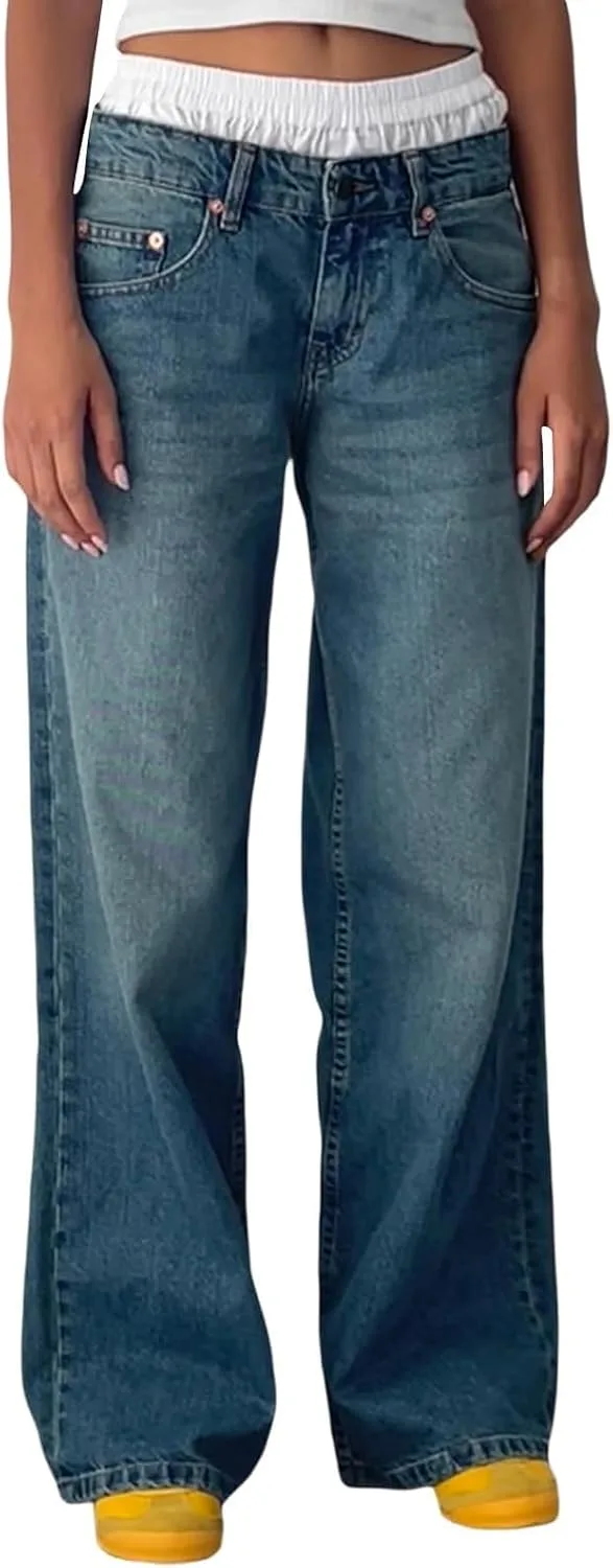 

Женские джинсы low rise baggy прямые широкие boyfriend