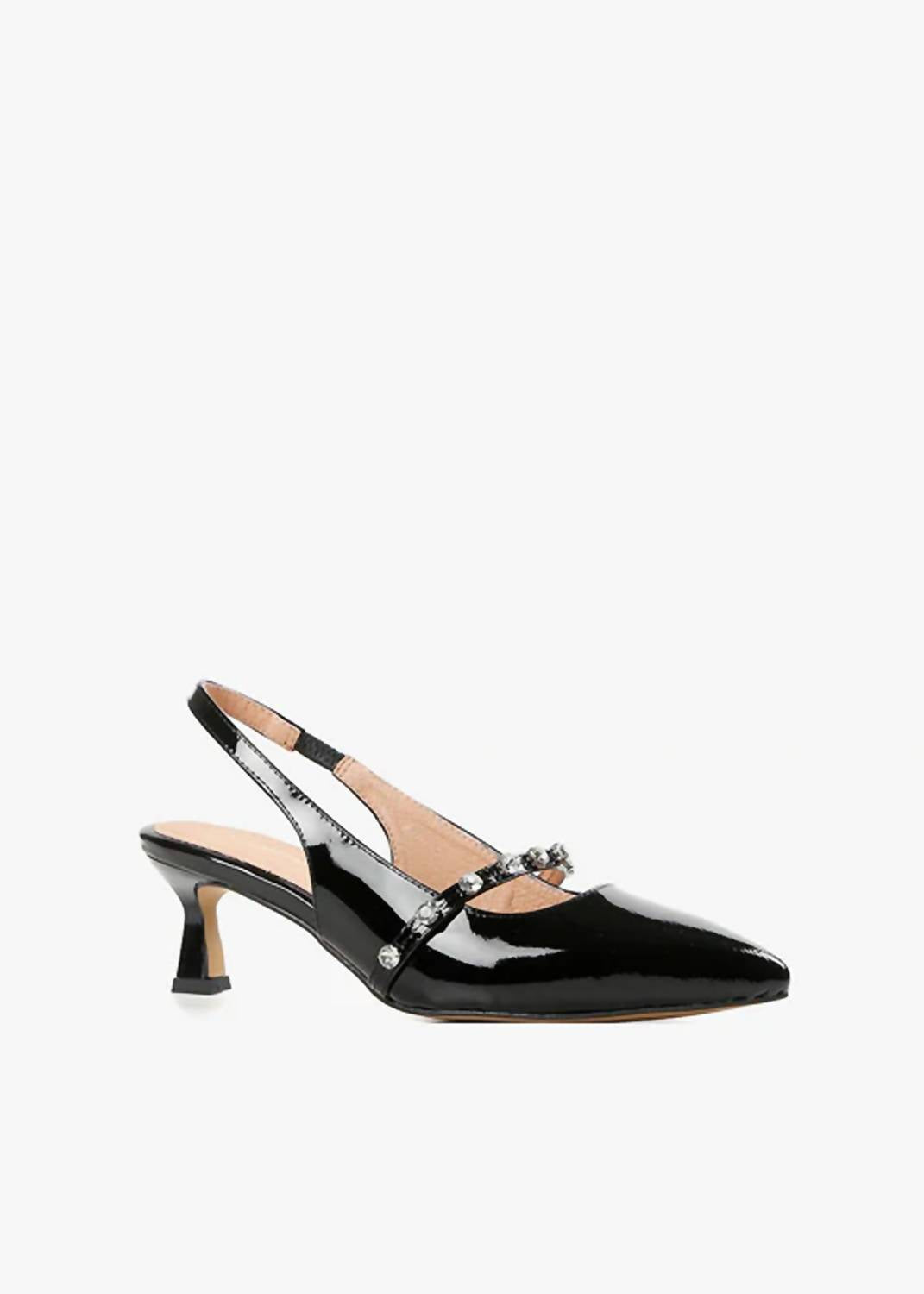 Женские черные лаковые туфли Tiffany Princess на шпильке с ремешком на пятке ALL BLACK