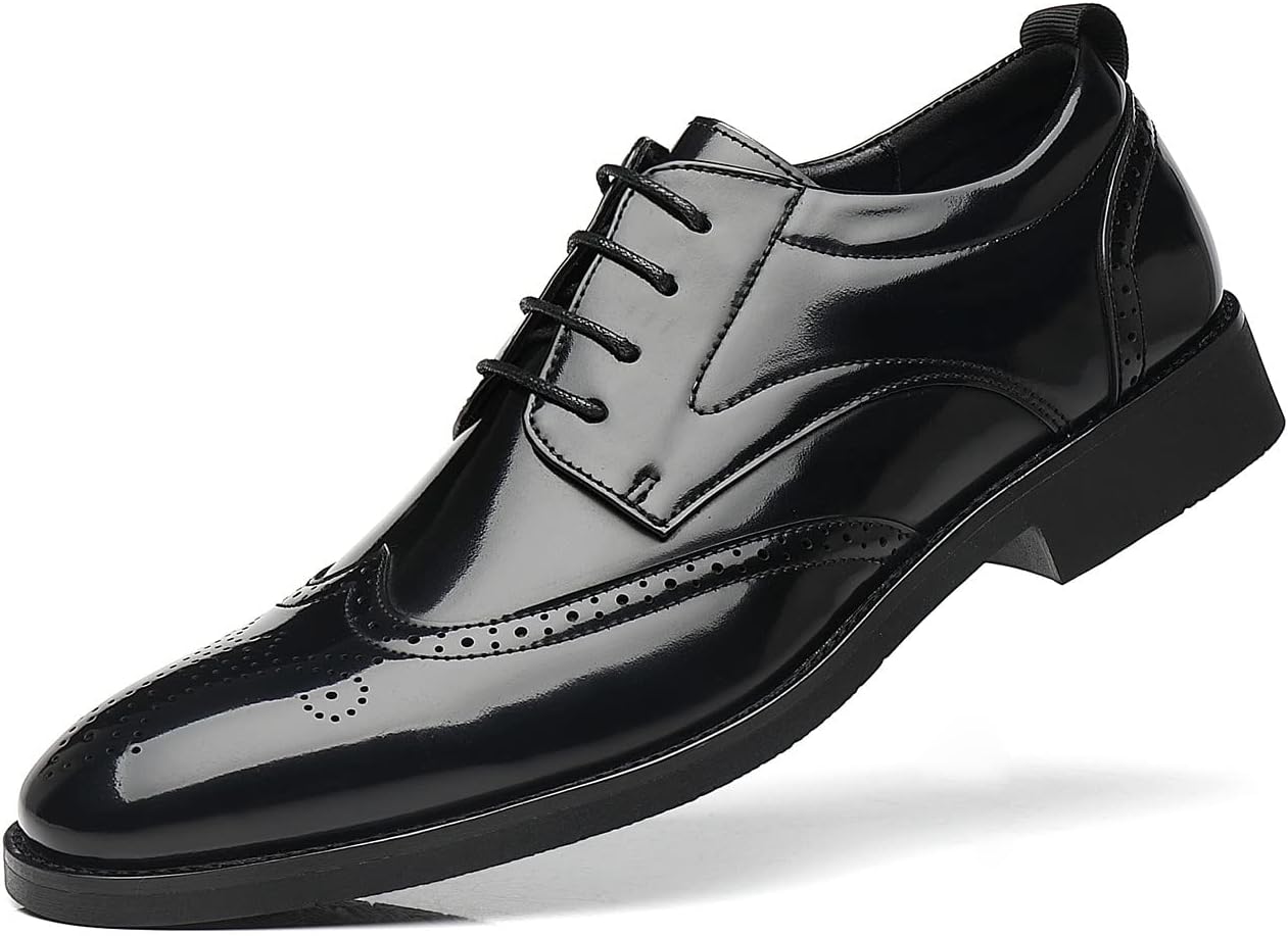 

Мужские классические оксфорды Santimon с крыльями, современная модель на шнуровке, повседневная и деловая обувь, черный