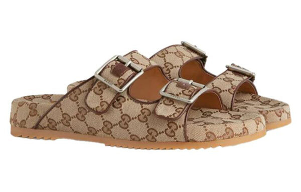 Сандалии double g alphabet straps fashion sandals Gucci, бежевый — фото 2