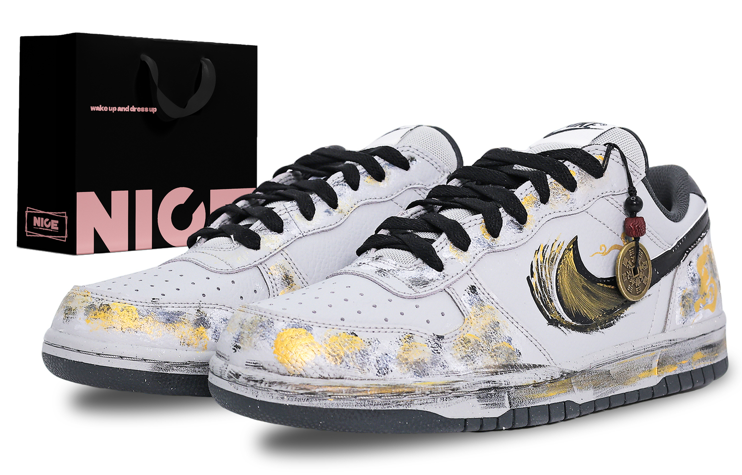 

Nike Большие синтетические кожаные, устойчивые к истиранию, легкие и дышащие низкие скейтборд кроссовки мужские Gold