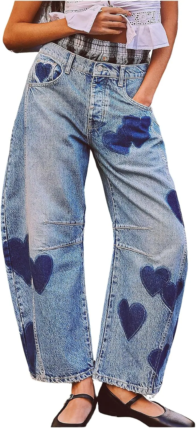 

Женские джинсы Barrel Mid Rise в стиле Vintage Distressed ebossy