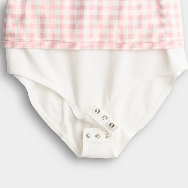 Детская футболка-боди с квадратным вырезом и коротким рукавом So, Pink Gingham — фото 2