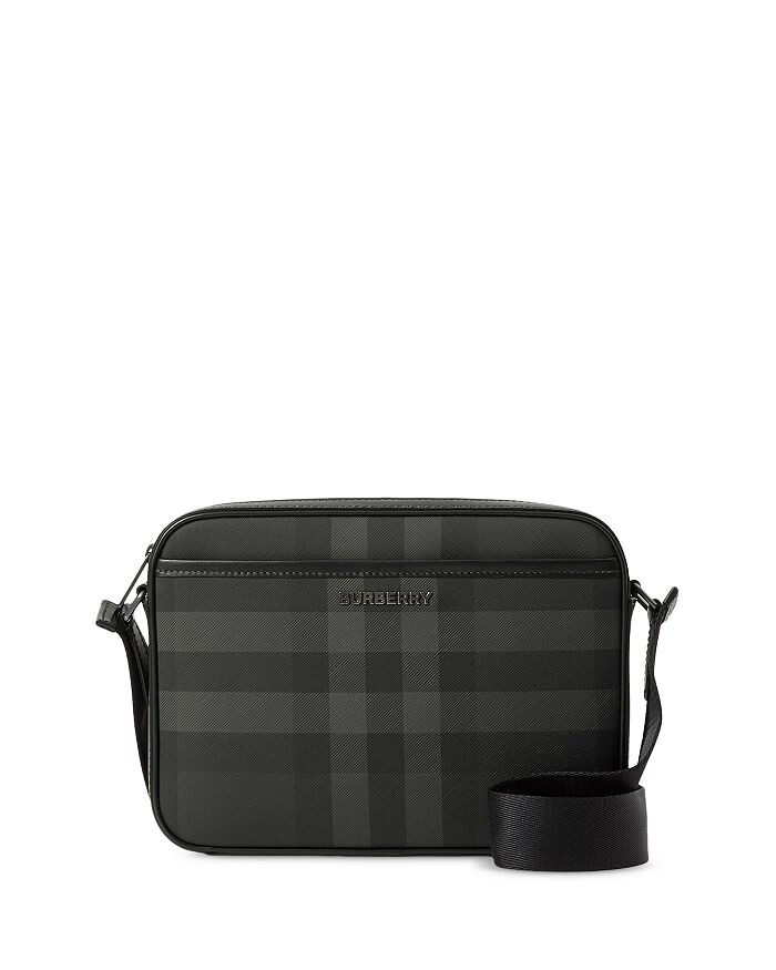 

Кожаная сумка через плечо Burberry Muswell в клетку, серый