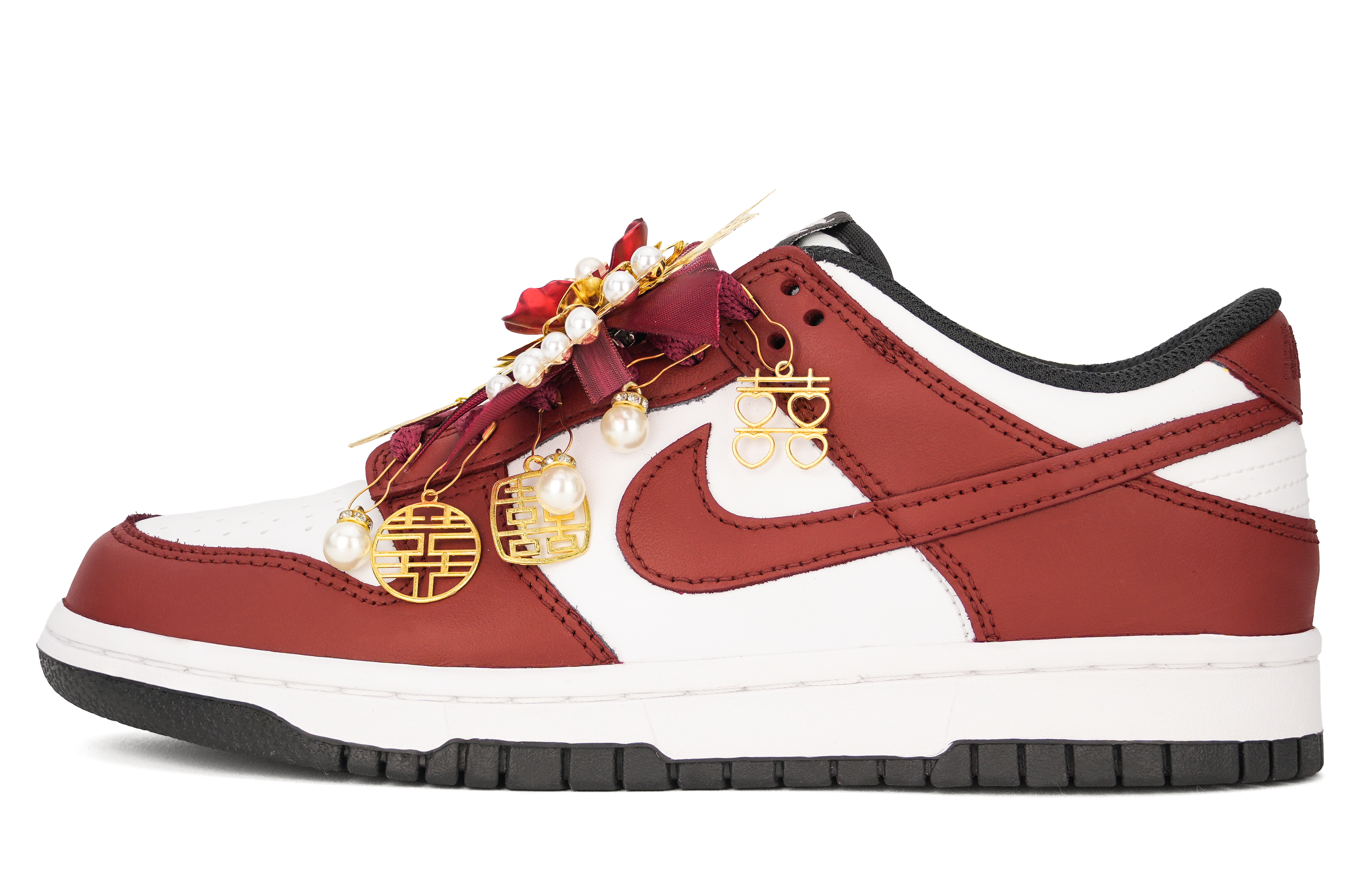 Nike Туфли Dunk Wedding, United In Love Cushioning низкие кроссовки для скейтбординга Unisex Gold Red — фото 3