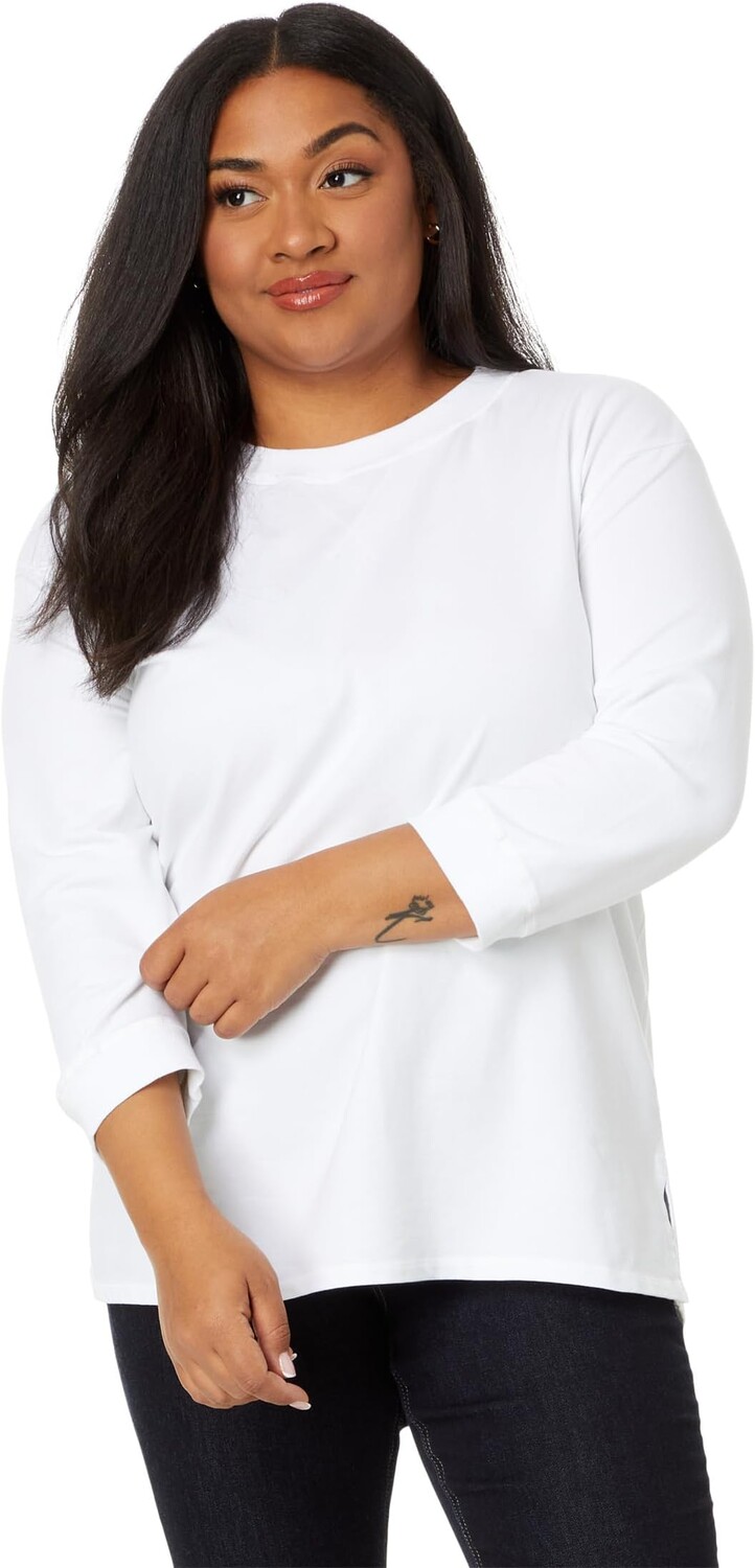 

Свитер Mod-o-doc 3/4 Sleeve Hi-Lo Sweatshirt with Side Slits, белый