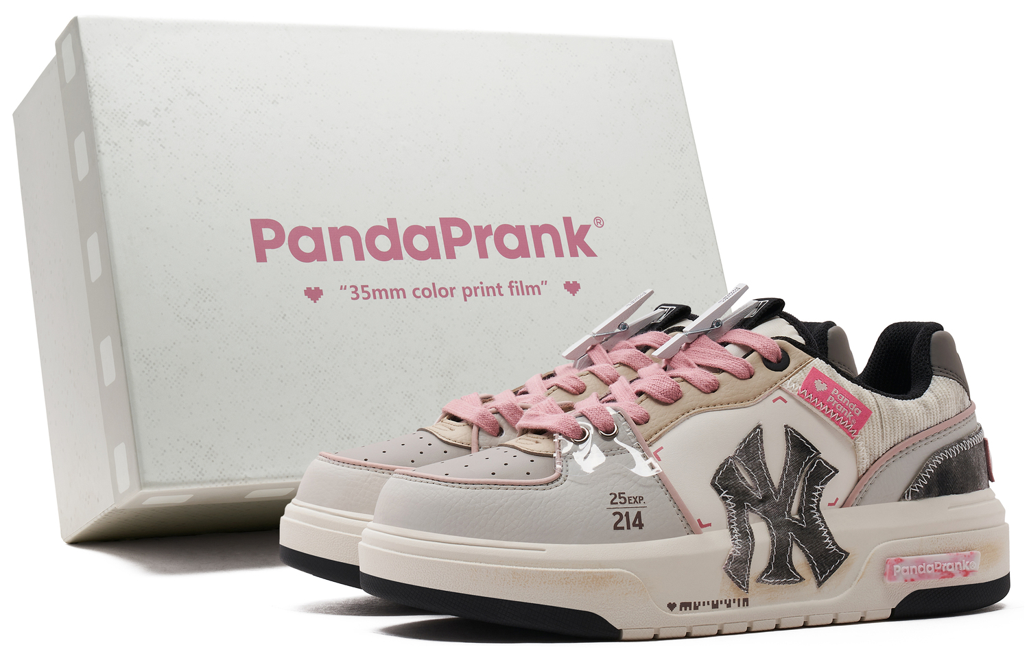 

MLB Массивные кроссовки для скейтбординга Unisex с противоскользящей подошвой и устойчивостью к износу, низкие, бежево-коричневые