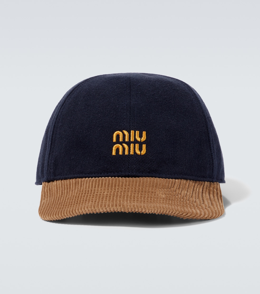 

Бейсболка из денима и вельвета с логотипом Miu Miu, Blu
