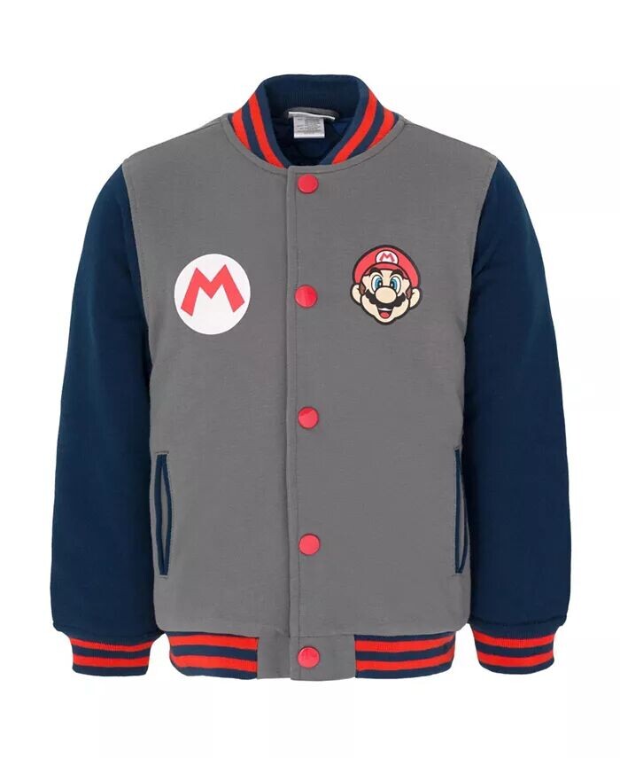 

Университетская куртка-бомбер Luigi для мальчиков SUPER MARIO, серый