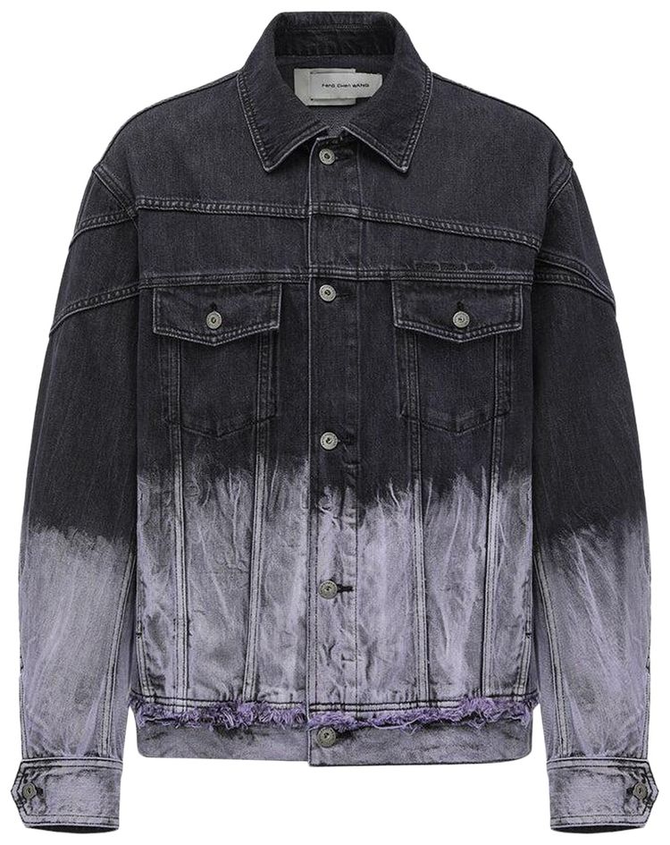 

Джинсовая куртка Feng Chen Wang в стиле деконструированного тай-дай цвета «черно-фиолетовый»