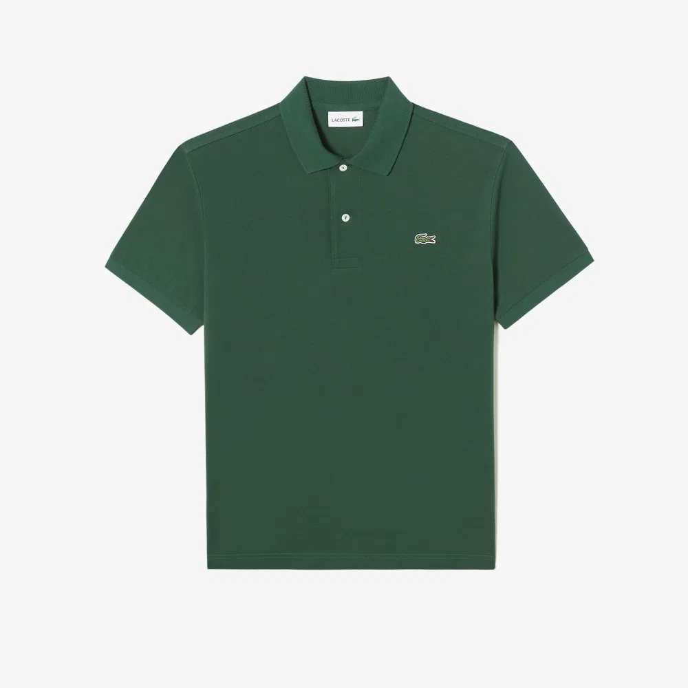 Мужское поло Lacoste классического кроя, зелёное — фото 4