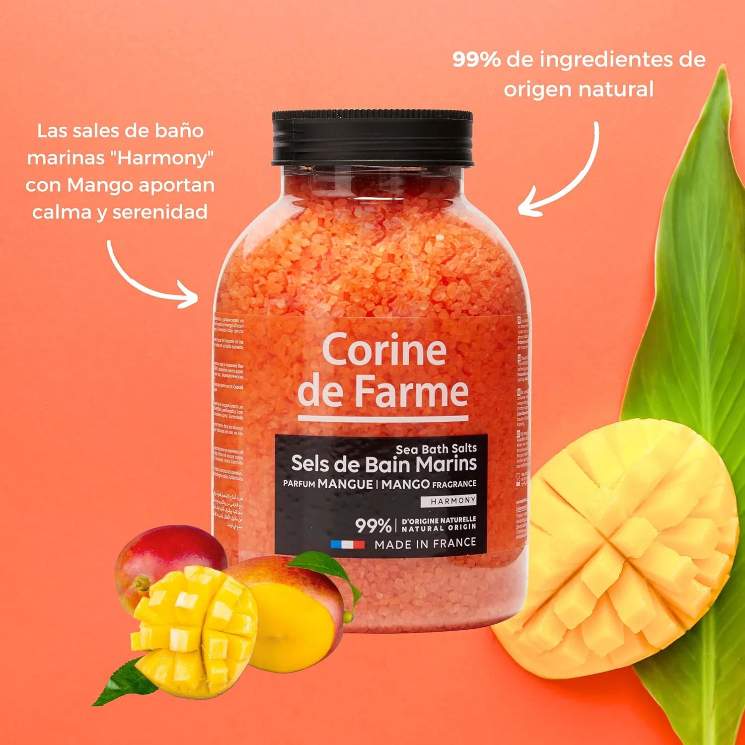 Соль для ванн Corine de Farme Natural Sea Salts Harmony с манго, 1.3 кг Corine De Farme — фото 2