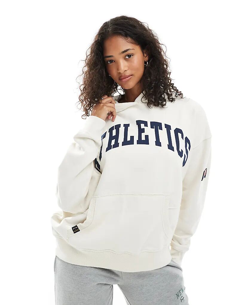 

Свободная толстовка с капюшоном Superdry Athletic Essentials в цвете Desert Bone с белым оттенком