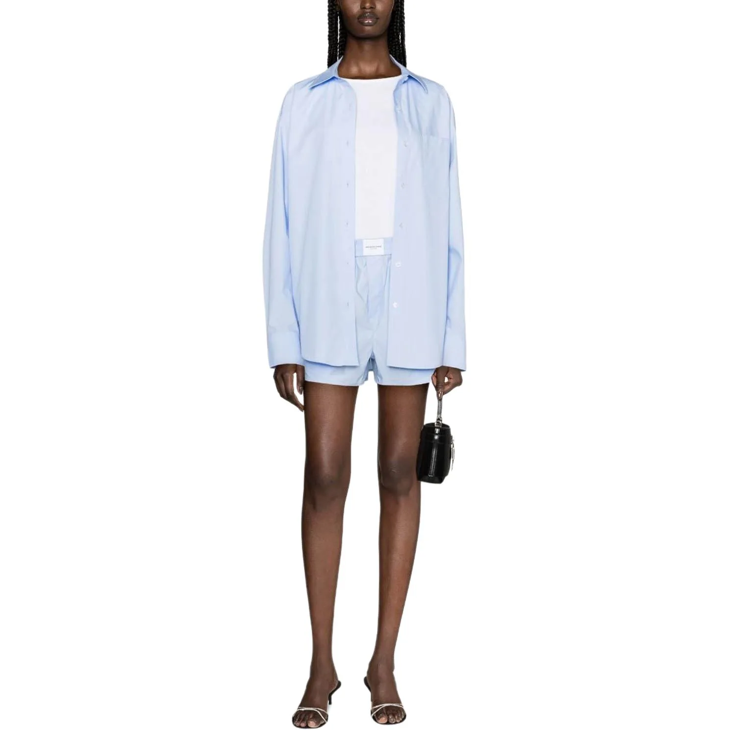Шорты с эластичным поясом и логотипом Alexander Wang, синий — фото 4