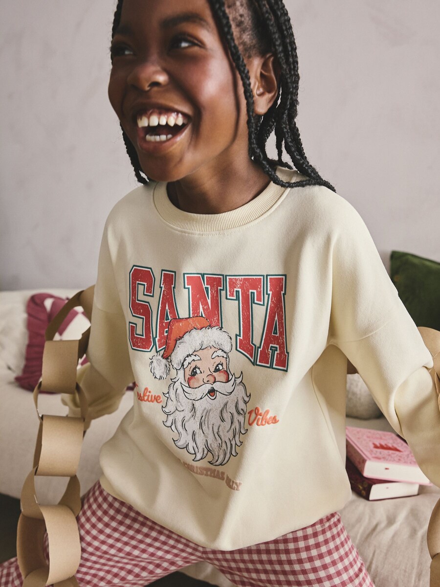 Пижама Next Santa, светло-бежевый/темно-розовый — фото 3
